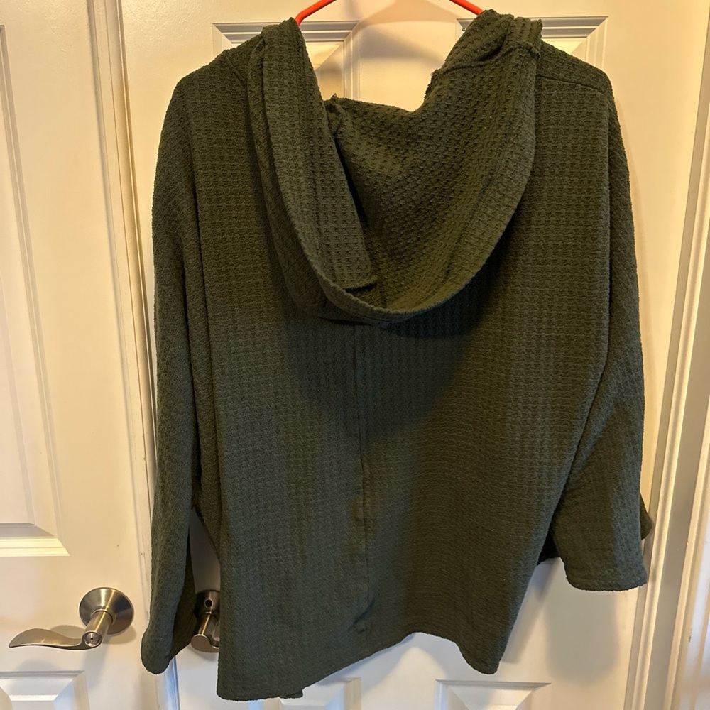 American Eagle Soft & Sexy Plush Green Hooded Open Front Cardigan Size Medium - Picture 6 of 8